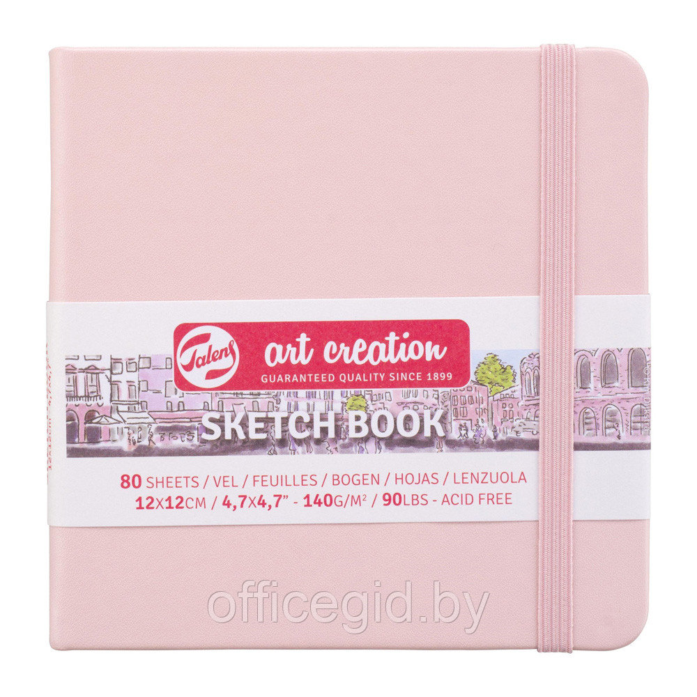 Скетчбук "ArtCreation", 12x12 см, 140 г/м2, 80 листов, пастельный розовый - фото 1 - id-p188890659