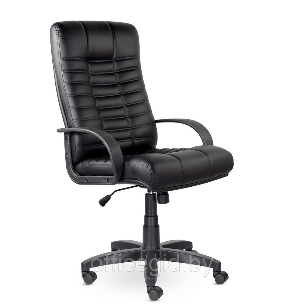 Кресло для руководителя UTFC Атлант В пластик, кожа К-01, черный - фото 1 - id-p188893391