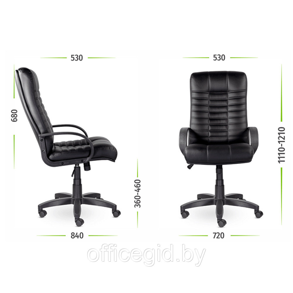 Кресло для руководителя UTFC Атлант В пластик, кожа К-01, черный - фото 6 - id-p188893391