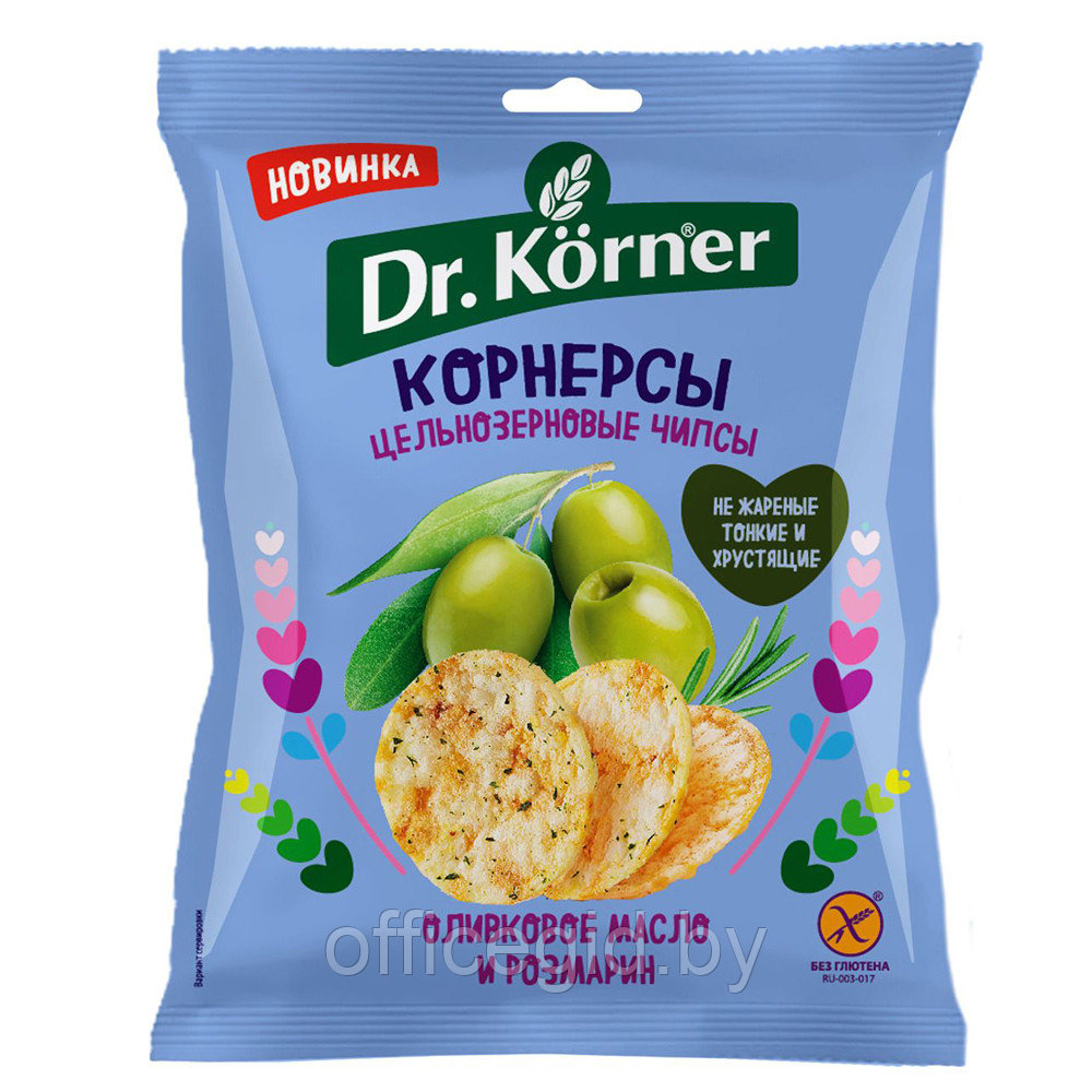 Чипсы "Dr.Korner" цельнозерновые с оливковым маслом и розмарином, 50 г - фото 1 - id-p188891589