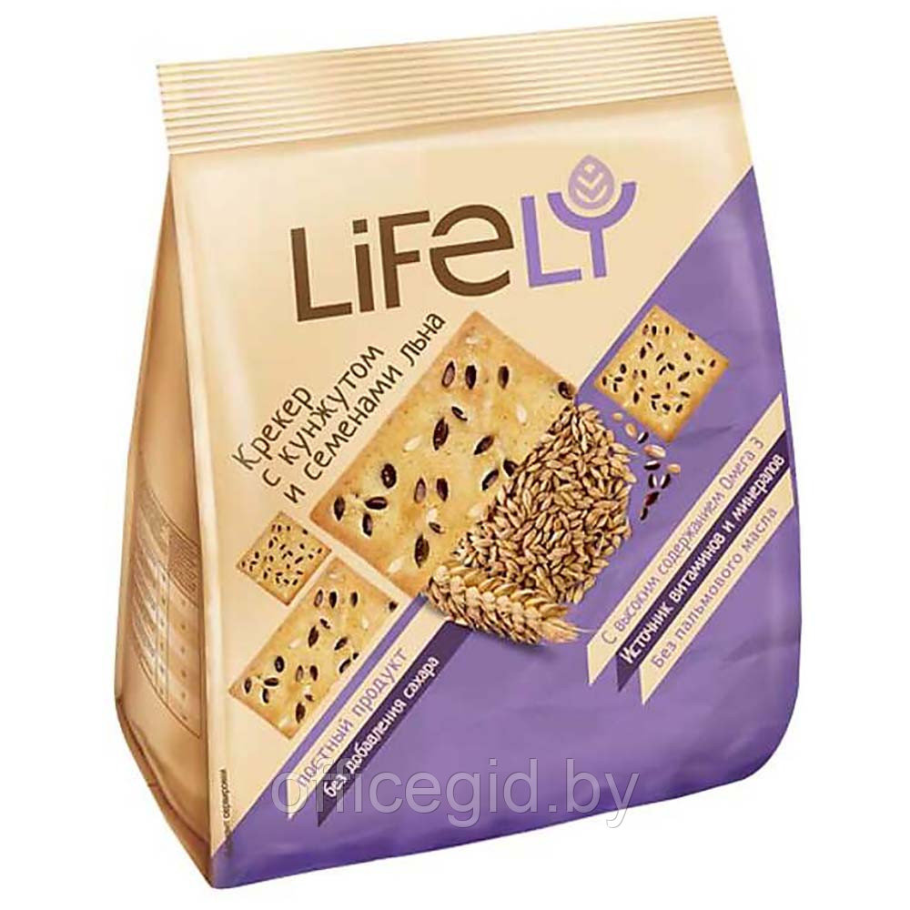 Крекеры "LifeLY", 180 г, с семенами льна и кунжутом - фото 1 - id-p188891591