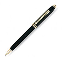 Ручка шариковая автоматическая "Cross Townsend", 0.7 мм, черный, золотистый, стерж. черный
