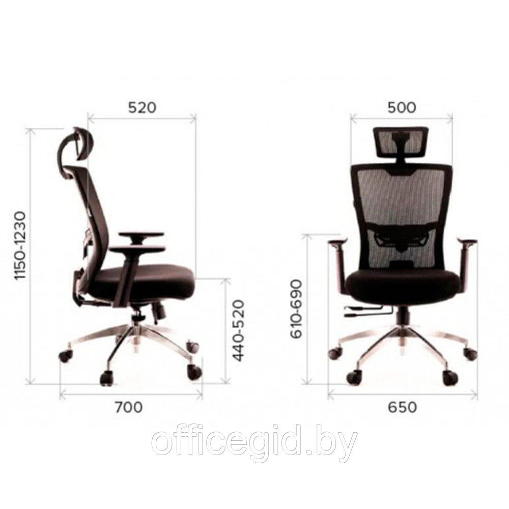 Кресло для руководителя EVERPROF "Polo", ткань, сетка, металл, черный, серый - фото 2 - id-p188893420