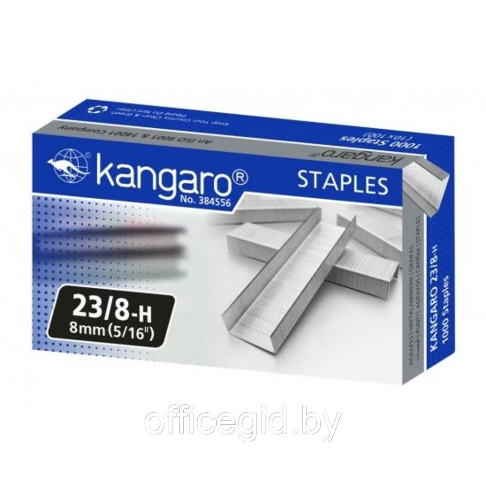 Скобы "Kangaro", 23/17, 1000 шт, металлик - фото 2 - id-p188889760