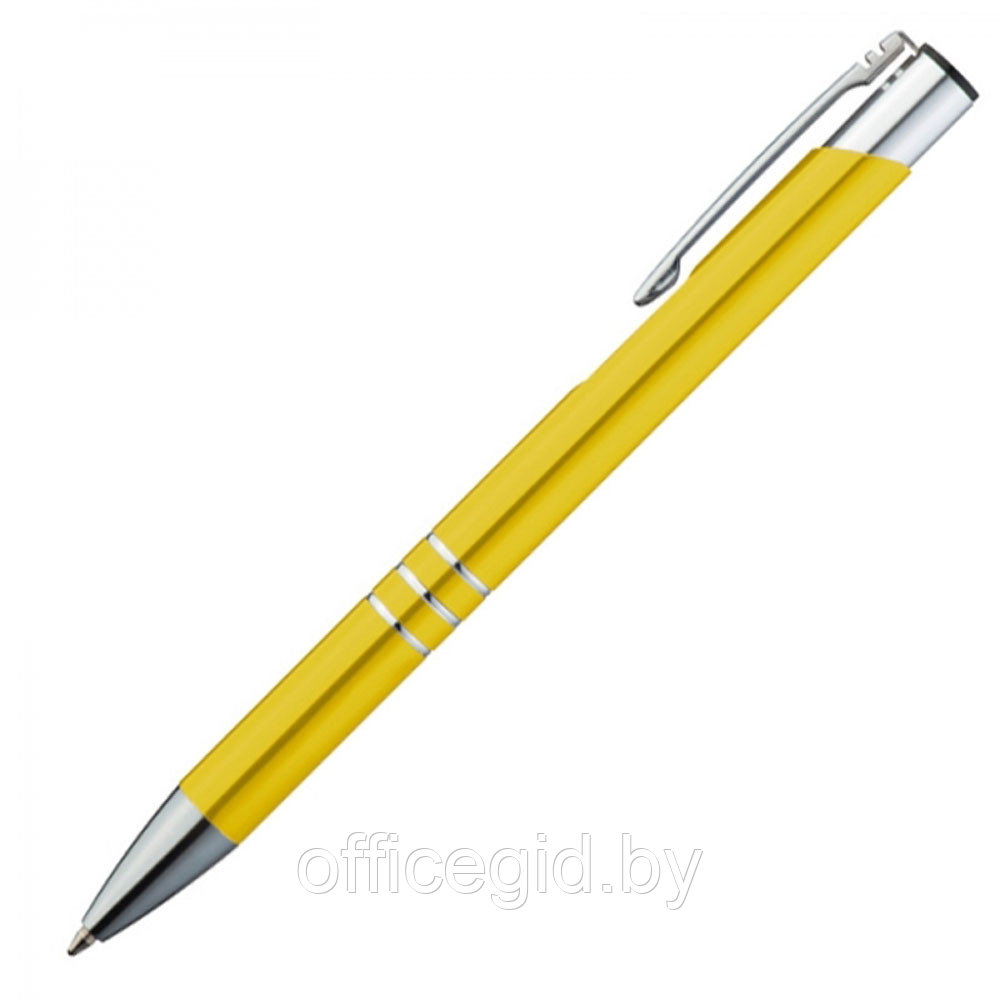 Ручка шариковая автоматическая "Ascot", 0.7 мм, желтый, серебристый, стерж. синий - фото 1 - id-p188888886