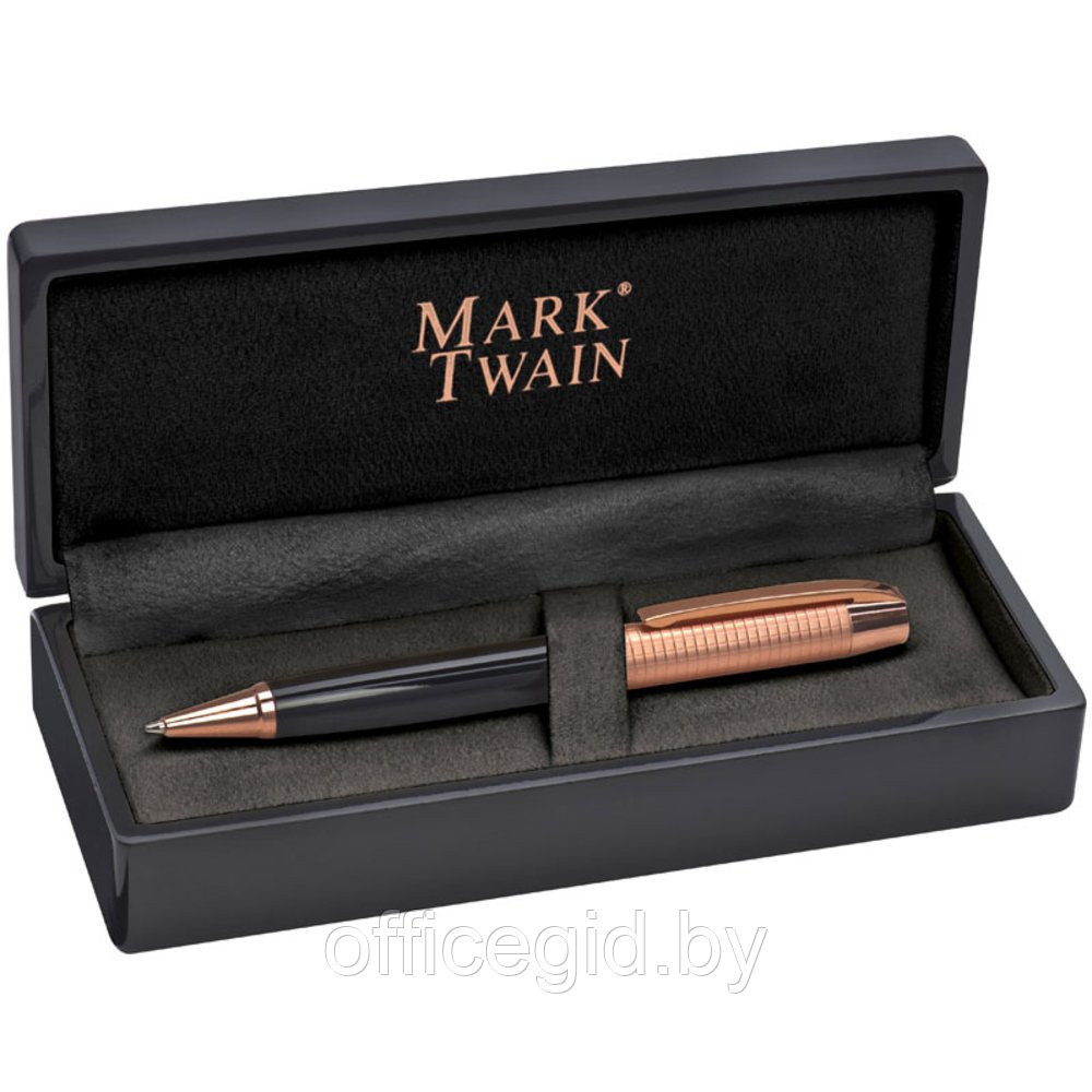 Ручка шариковая автоматическая "Mark Twain 1303403", черный, золотистый, стерж. синий - фото 2 - id-p188888887