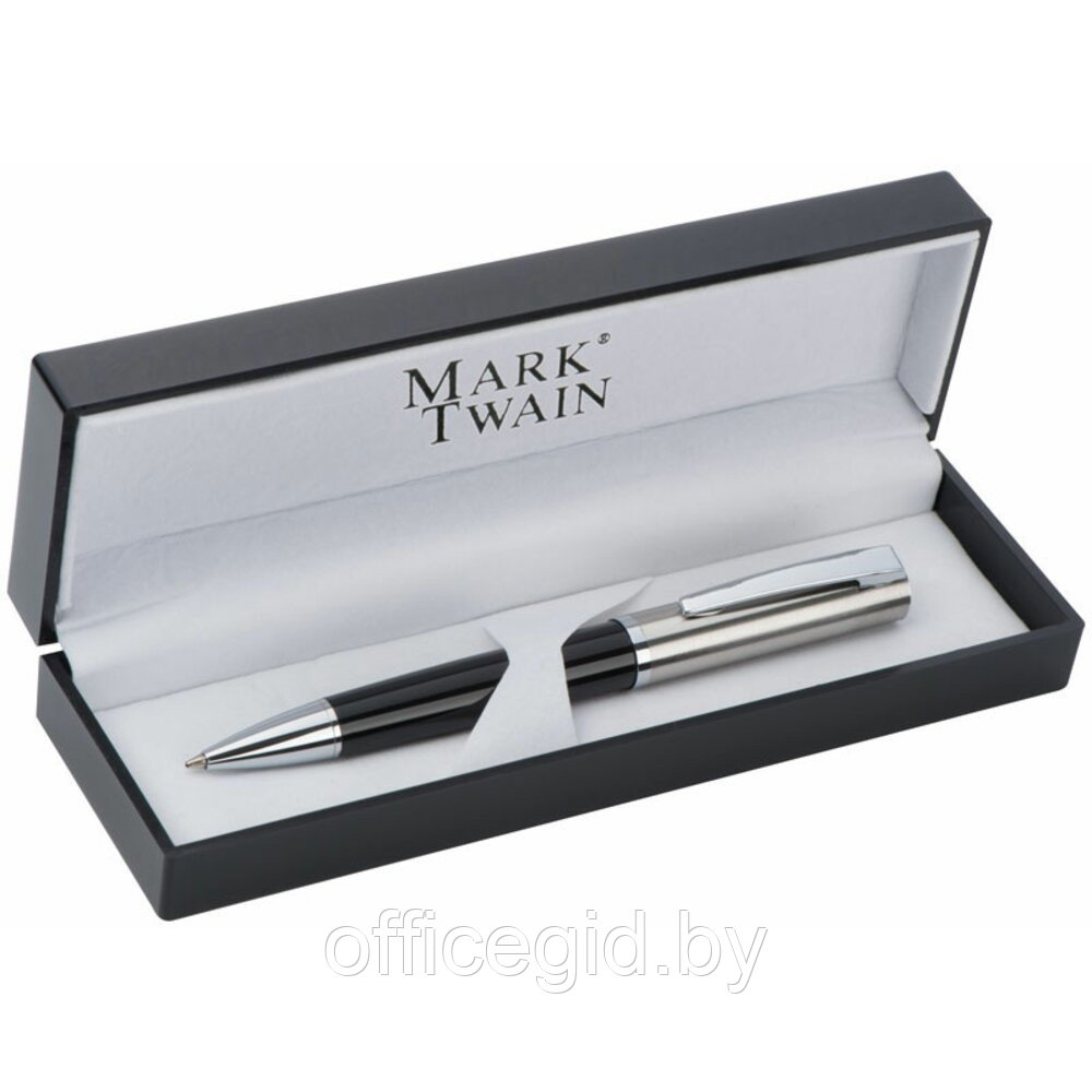 Ручка шариковая автоматическая Mark Twain "1338303", черный, серебристый, стерж. синий - фото 2 - id-p188888888