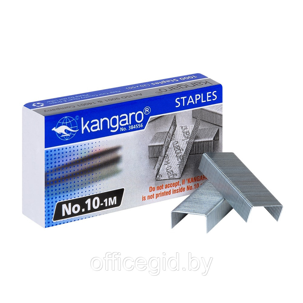 Скобы "Kangaro", №10, 1000 шт,  металлик