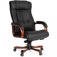 Кресло для руководителя "Chairman 653", кожа, металл, дерево, черный