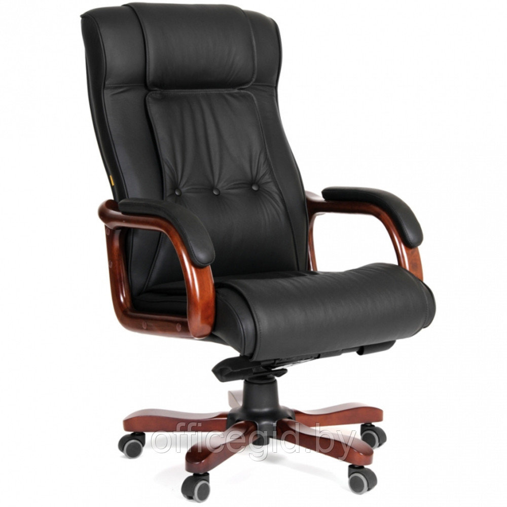 Кресло для руководителя "Chairman 653", кожа, металл, дерево, черный - фото 1 - id-p188893447