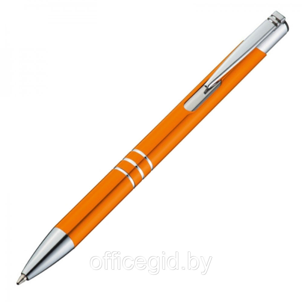 Ручка шариковая автоматическая "Ascot", 0.7 мм, оранжевый, серебристый стерж. синий - фото 1 - id-p188888909