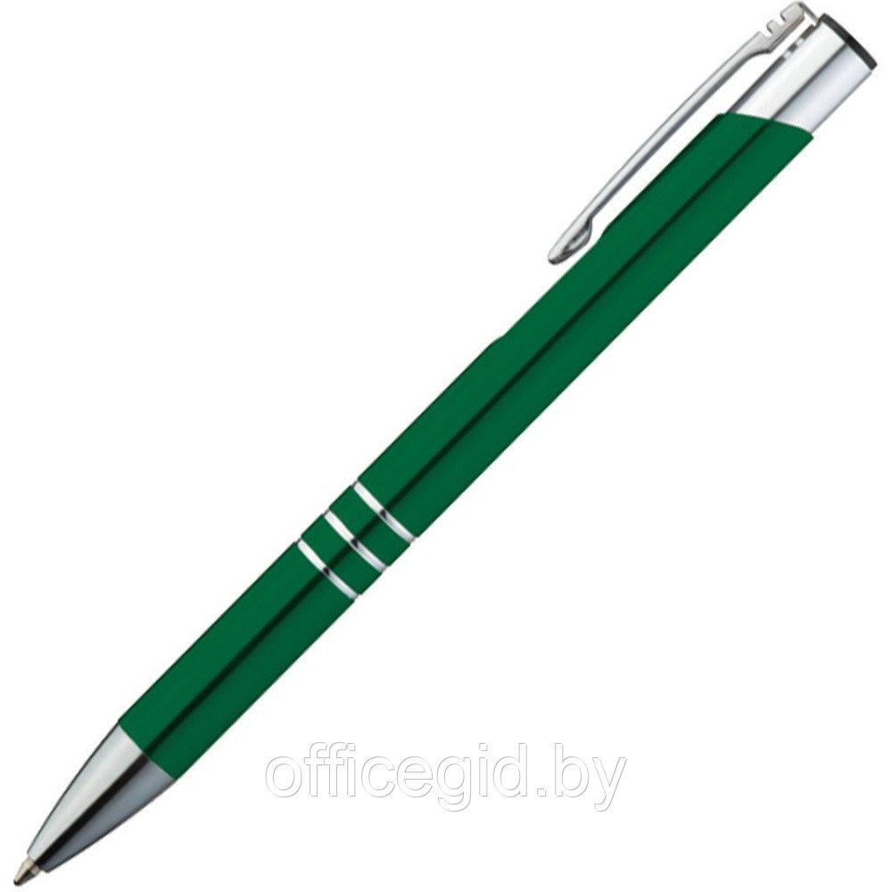 Ручка шариковая автоматическая "Ascot", 0.7 мм, зеленый, серебристый, стерж. синий - фото 1 - id-p188888917