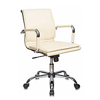 Кресло для руководителя "Бюрократ CH-993" низкая спинка, кожзам, хром, слоновая кость