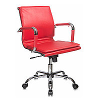 Кресло для руководителя "Бюрократ CH-993" низкая спинка, кожзам, хром, красный