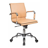 Кресло для руководителя "Бюрократ CH-993" низкая спинка, кожзам, хром, светло-коричневый