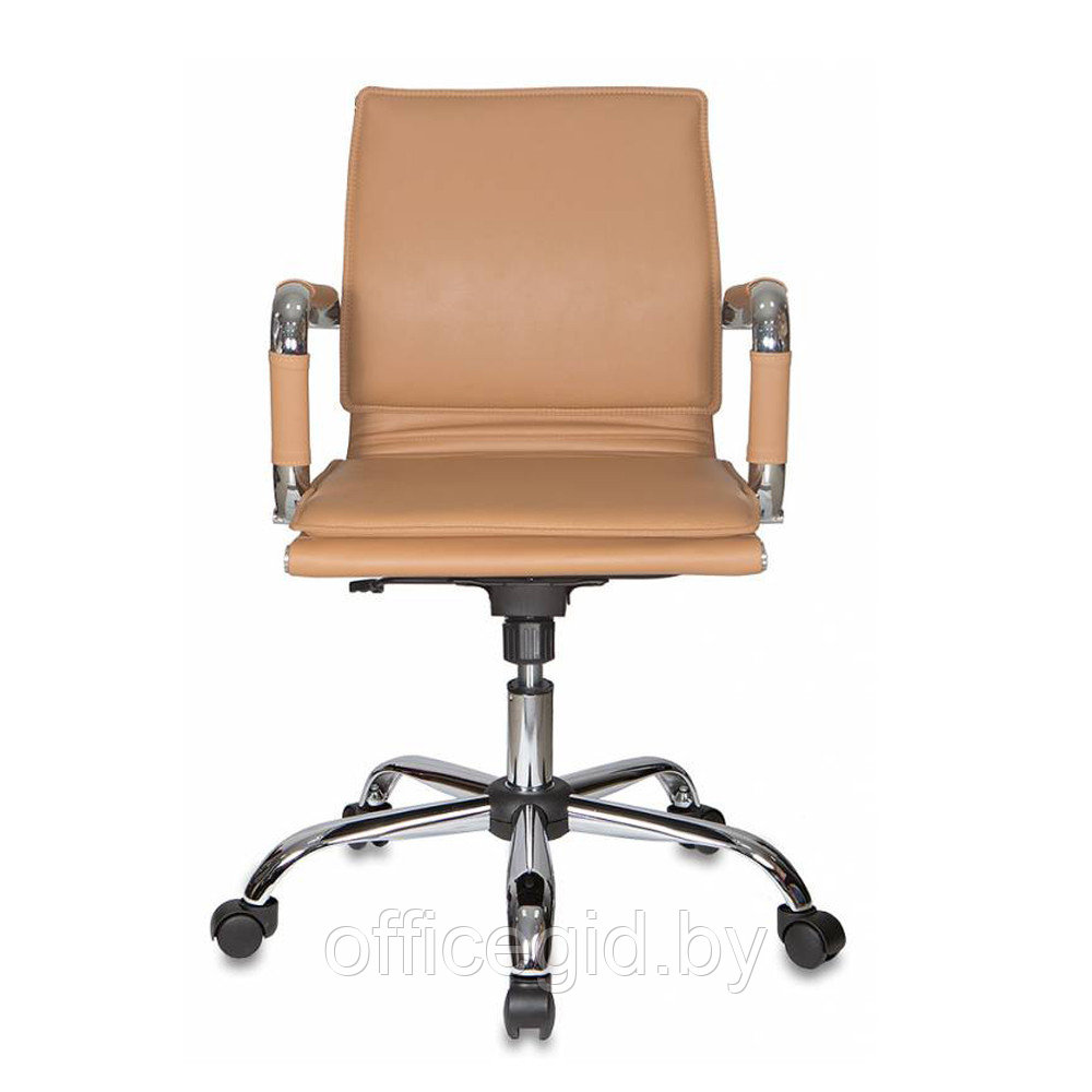 Кресло для руководителя "Бюрократ CH-993" низкая спинка, кожзам, хром, светло-коричневый - фото 2 - id-p188893460