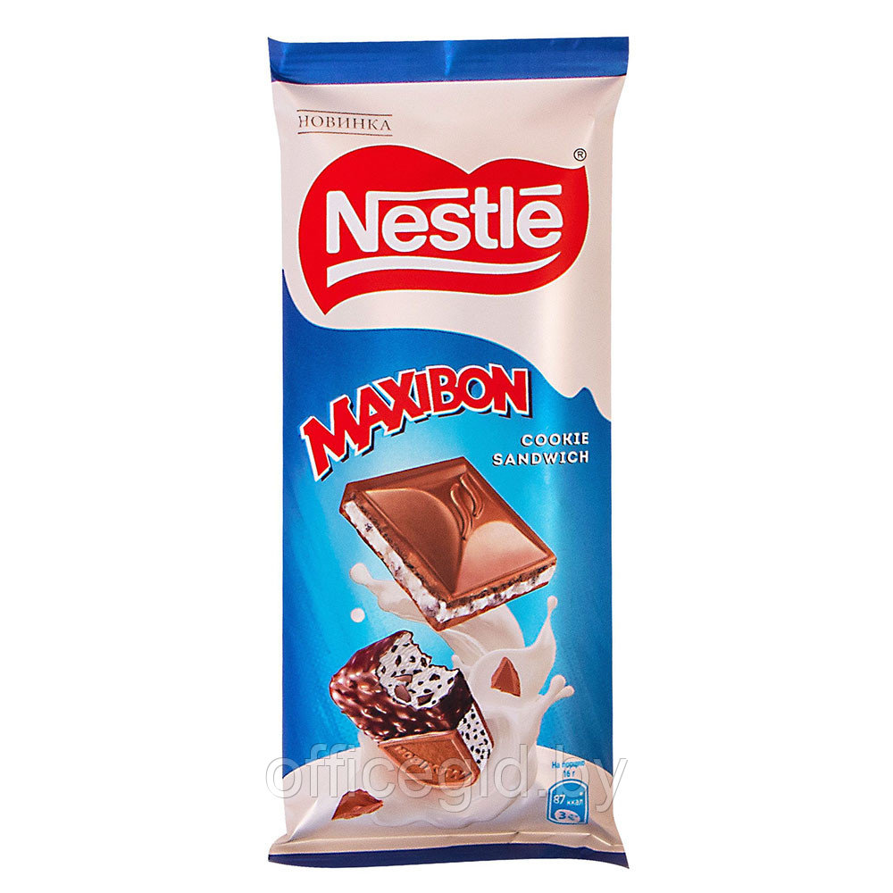 Шоколад молочный "Nestle. Maxibon. Cookie Sandwich", 80 г, со вкусом мороженого и печеньем - фото 1 - id-p188891651