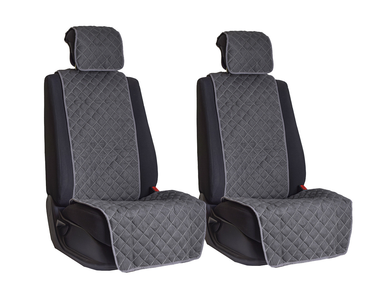 Vital Technologies Комплект накидок на передние сиденья из алькантары (полоса) Dark Grey