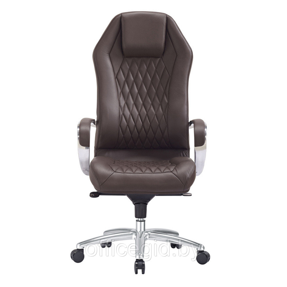 Кресло для руководителя "Бюрократ AURA", кожа, металл, коричневый - фото 2 - id-p188893519