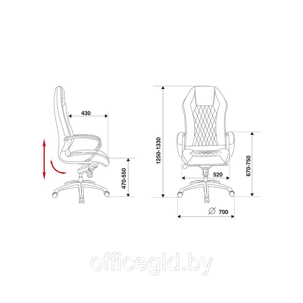 Кресло для руководителя "Бюрократ AURA", кожа, металл, коричневый - фото 5 - id-p188893519
