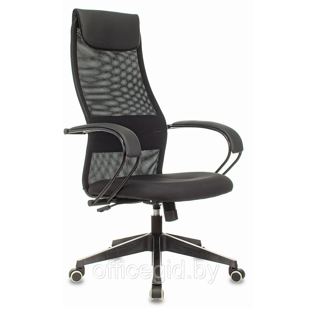 Кресло руководителя "Бюрократ CH-607" с подголовником, сетка, ткань, пластик, черный TW-01 - фото 1 - id-p188893526