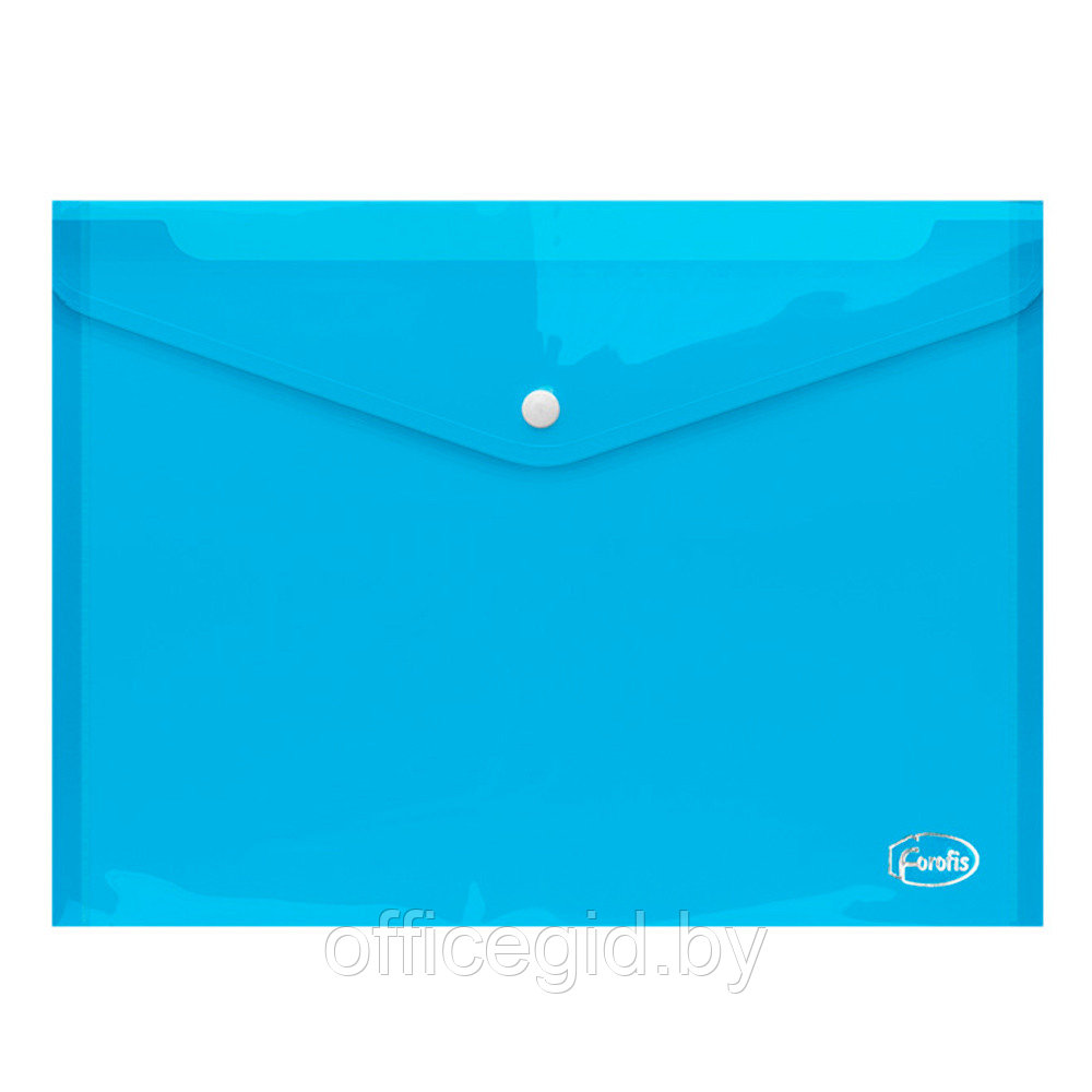 Папка-конверт на кнопке "Forofis", А4, прозрачный, синий