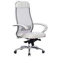 Кресло для руководителя METTA "SAMURAI SL-1.04" кожа, металл, белый