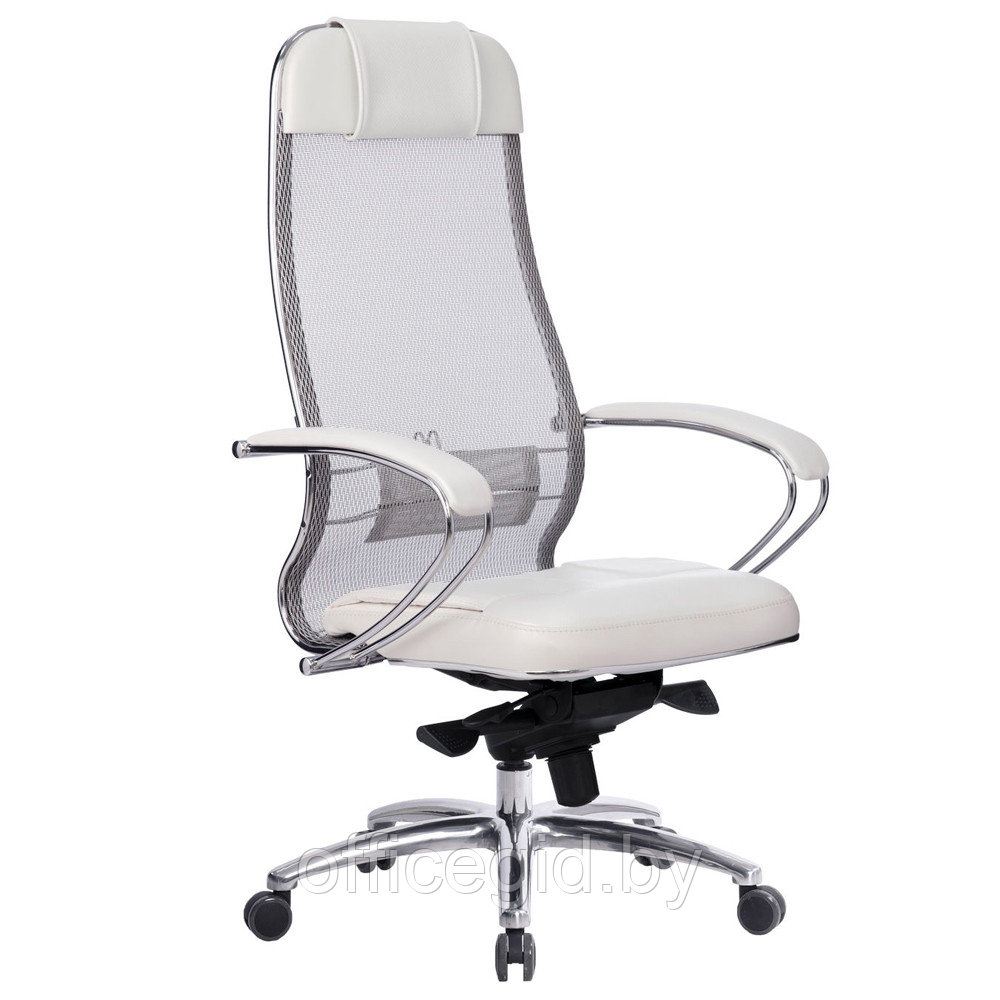 Кресло для руководителя METTA "SAMURAI SL-1.04" кожа, металл, белый - фото 1 - id-p188893550