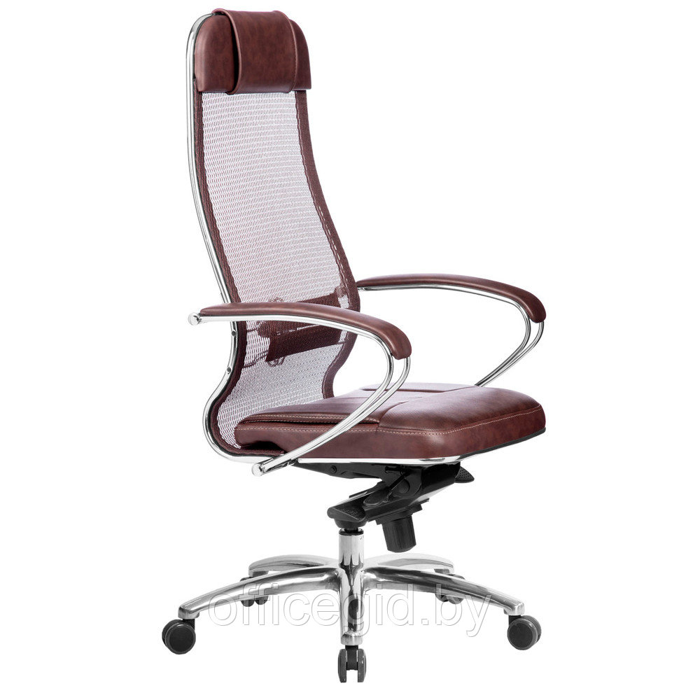 Кресло для руководителя METTA "SAMURAI SL-1.04" кожа, металл, бордовый - фото 4 - id-p188893551
