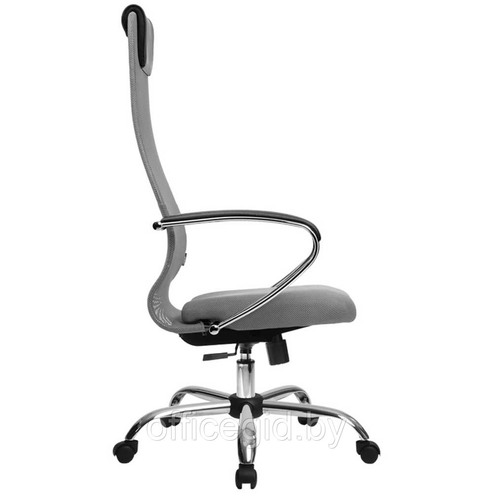 Кресло для руководителя "METTA BK-8 CH" ткань, хром, светло-серый - фото 3 - id-p188893560