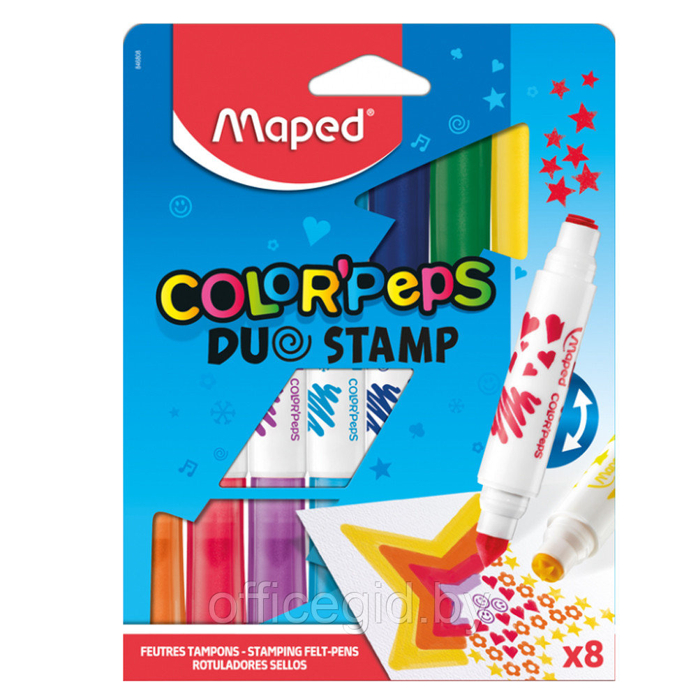 Фломастеры "Color Peps Duo Stamps", 8 шт