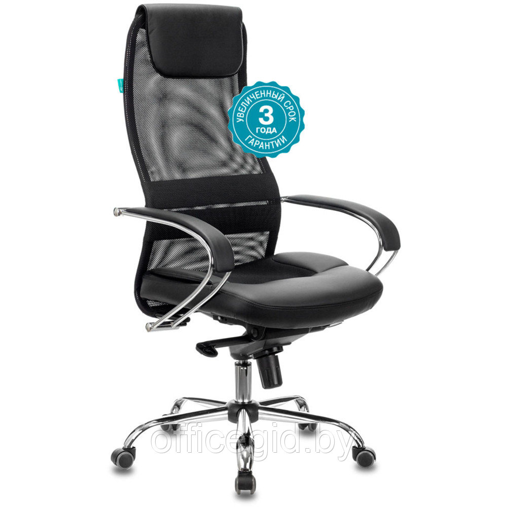 Кресло для руководителя Бюрократ "CH-609SL", искусственная кожа/ткань, металл, черный - фото 5 - id-p188893571
