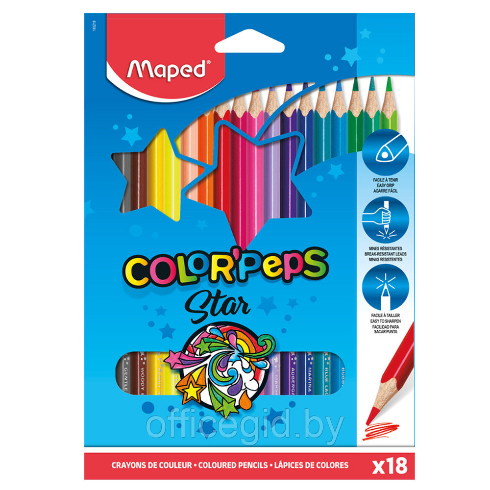 Цветные карандаши "Color Peps", 18 цветов