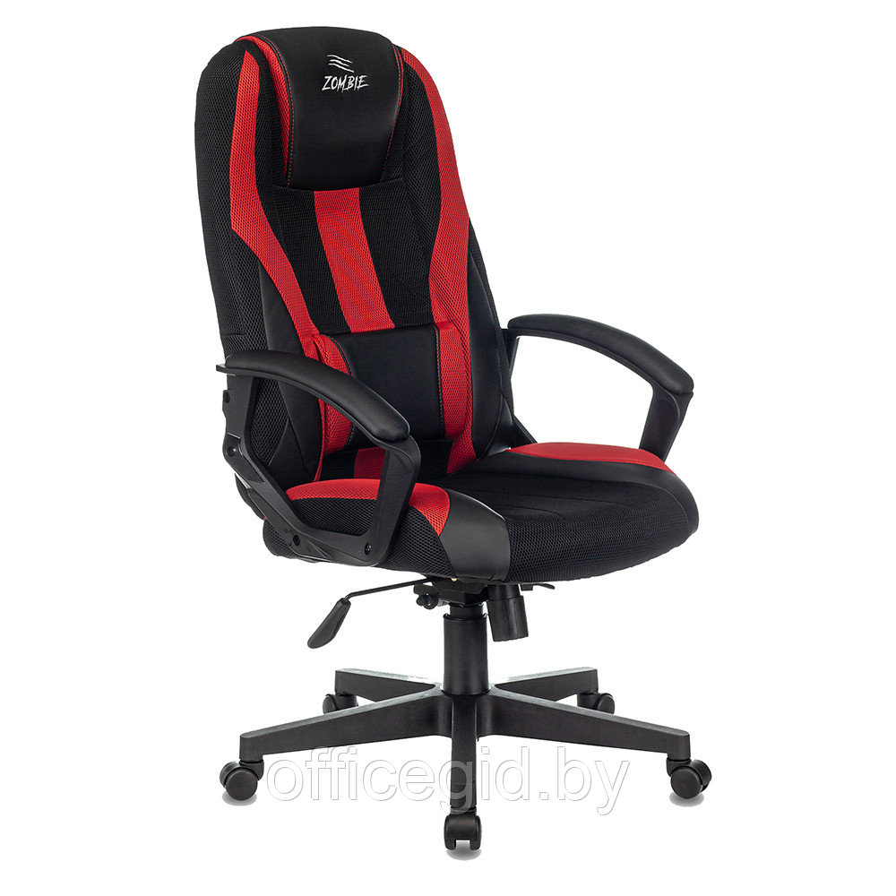 Кресло игровое "Бюрократ VIKING-9", искусственная кожа, пластик, черный, красный