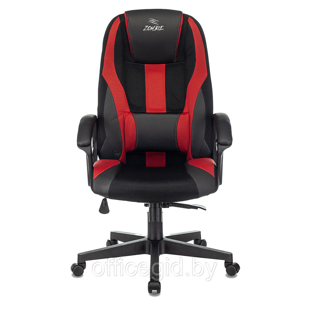 Кресло игровое "Бюрократ VIKING-9", искусственная кожа, пластик, черный, красный - фото 2 - id-p188893595
