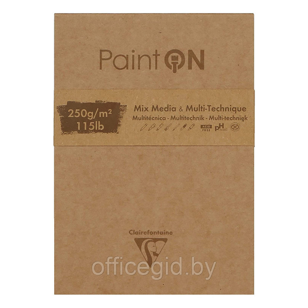 Блок-склейка "Paint'On" Mix, 13.9x21.5 см, 250 г/м2, 50 листов, неровный край