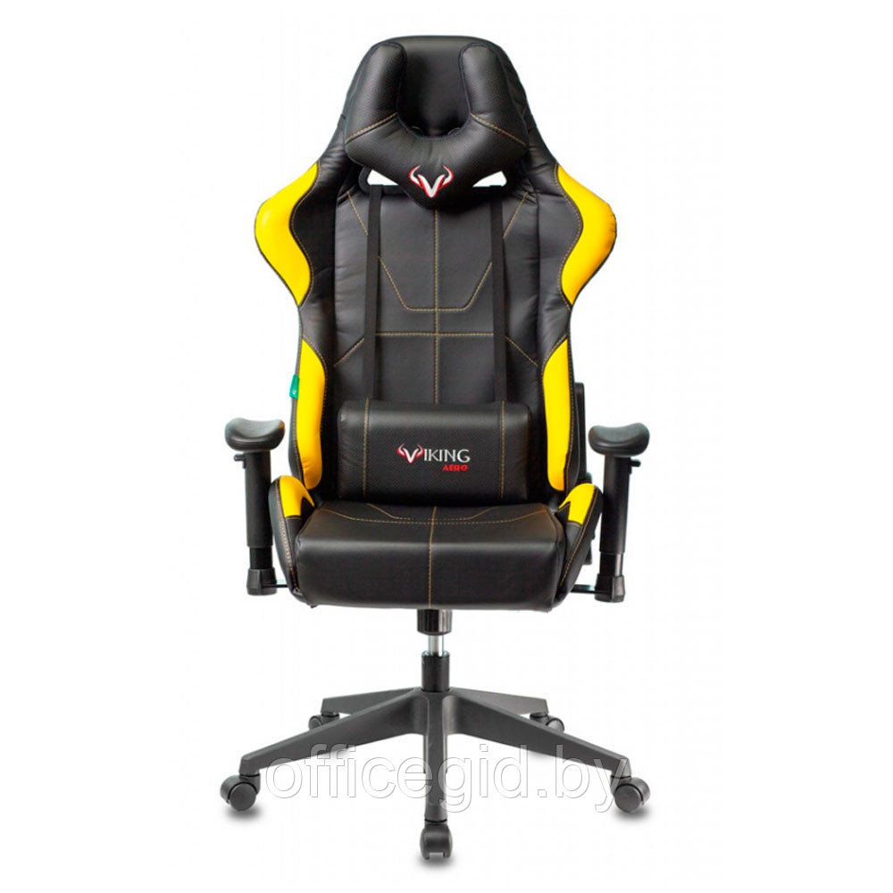 Кресло игровое Бюрократ "Zombie VIKING 5 AERO", экокожа, пластик, черный, желтый - фото 2 - id-p188893619