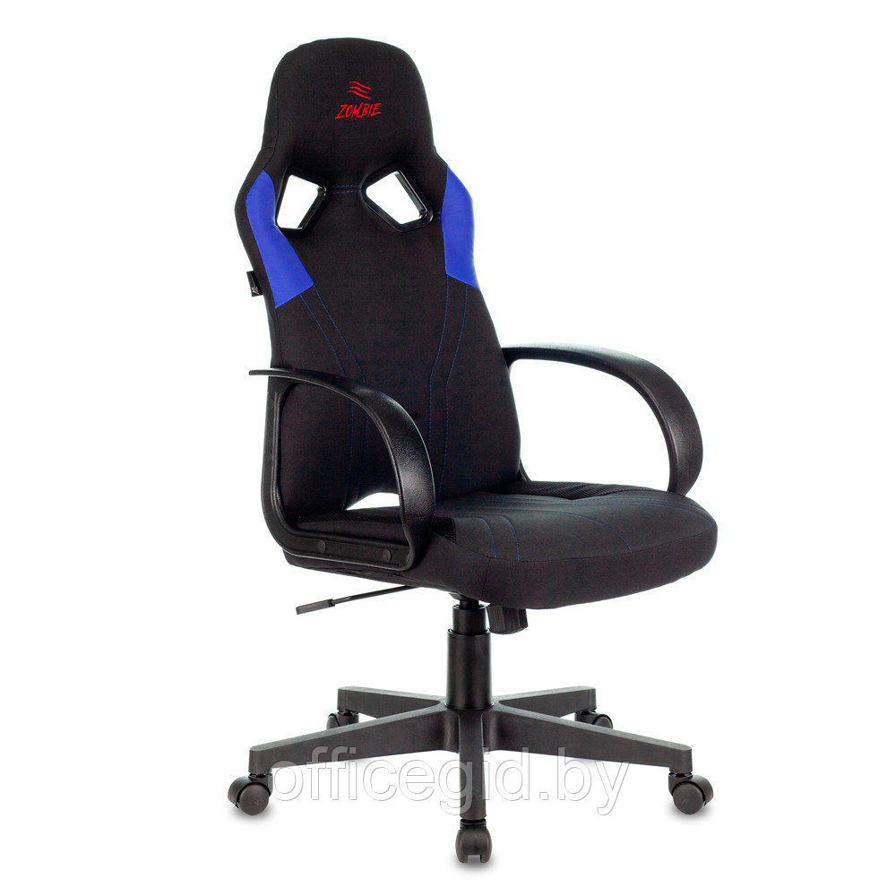 Кресло игровое "Zombie Runner", текстиль, эко.кожа, пластик, черный, синий - фото 1 - id-p188893627