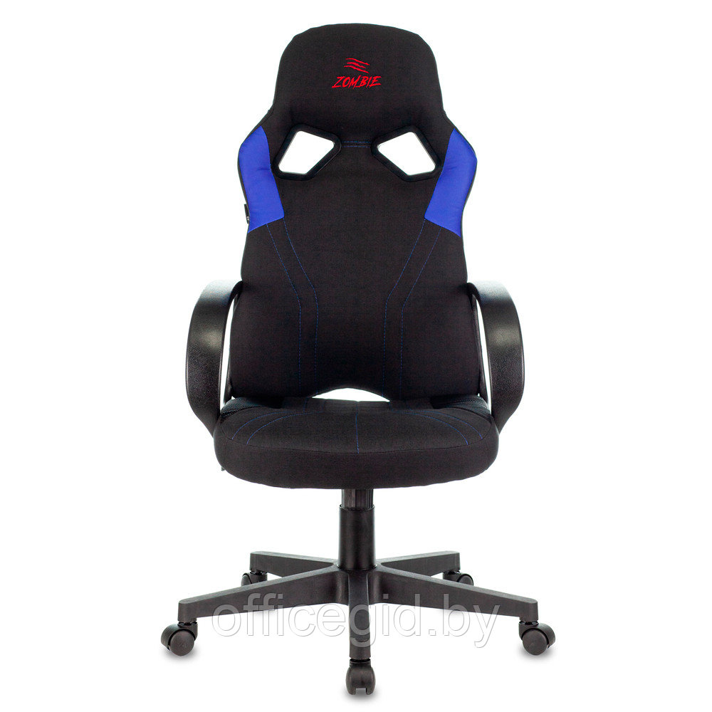 Кресло игровое "Zombie Runner", текстиль, эко.кожа, пластик, черный, синий - фото 2 - id-p188893627