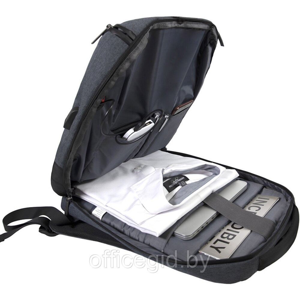 Рюкзак для ноутбука "Gran", темно-серый, черный - фото 4 - id-p188887365