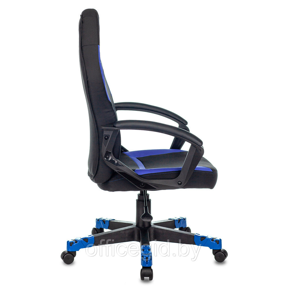 Кресло игровое Бюрократ "Zombie 10", текстиль/эко.кожа, пластик, черный, синий - фото 3 - id-p188893645