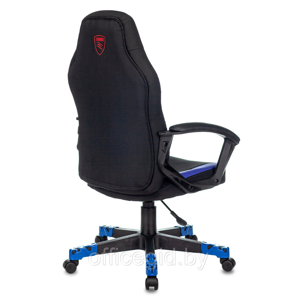 Кресло игровое Бюрократ "Zombie 10", текстиль/эко.кожа, пластик, черный, синий - фото 4 - id-p188893645