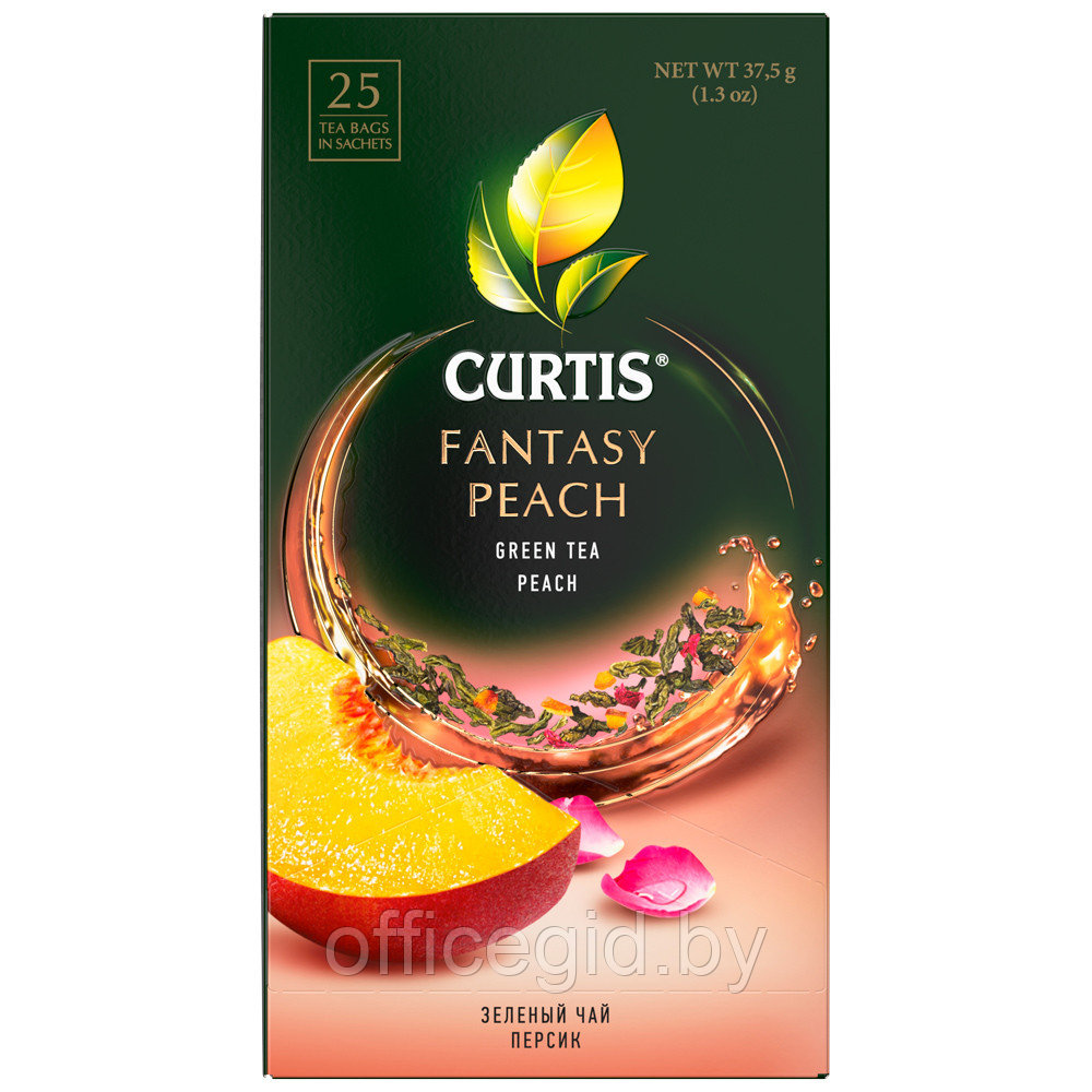 Чай "Curtis" Fantasy Peach, 25 пакетиковx1.5 г, зеленый - фото 1 - id-p188891831