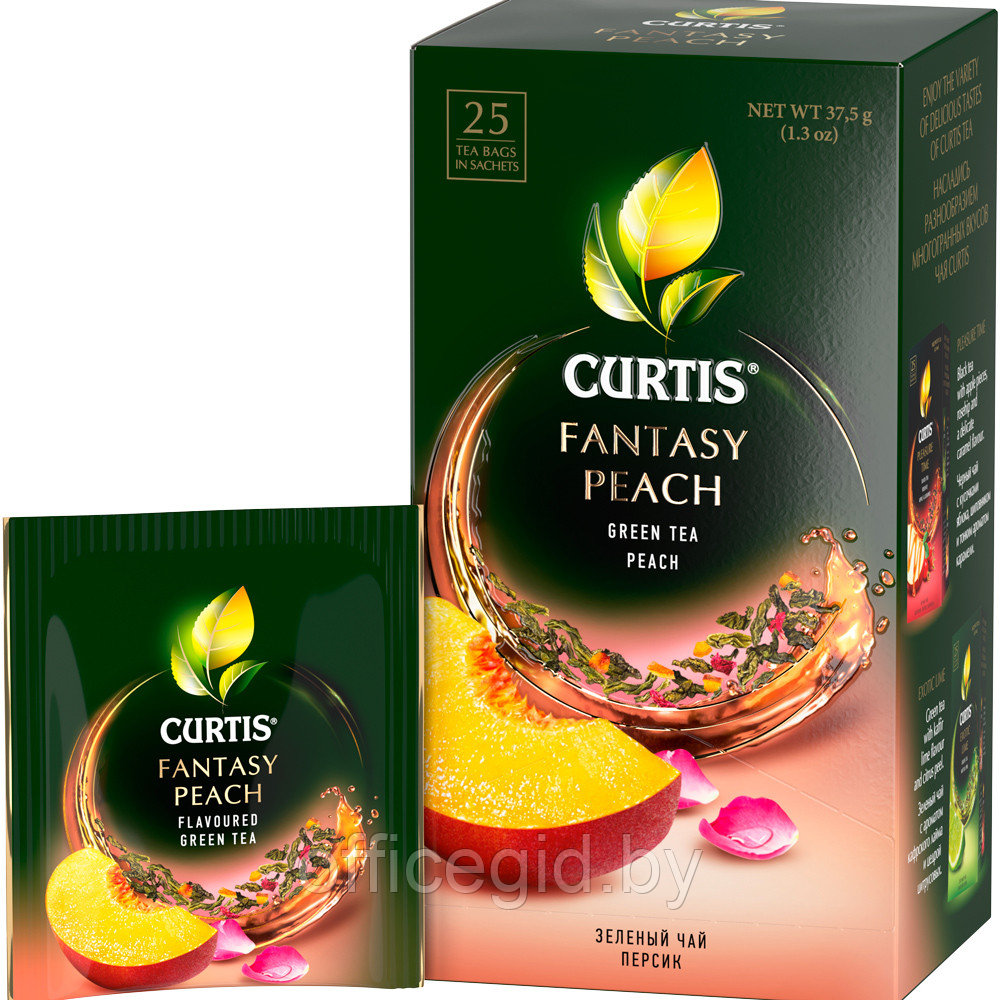 Чай "Curtis" Fantasy Peach, 25 пакетиковx1.5 г, зеленый - фото 2 - id-p188891831
