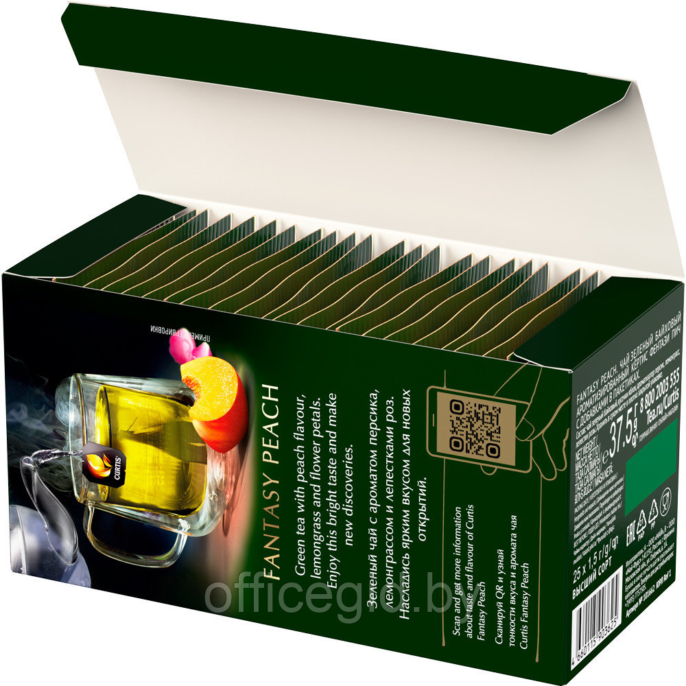 Чай "Curtis" Fantasy Peach, 25 пакетиковx1.5 г, зеленый - фото 6 - id-p188891831