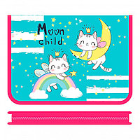 Папка для тетрадей "Moon cats", А4, на молнии, пластик, голубой, розовый