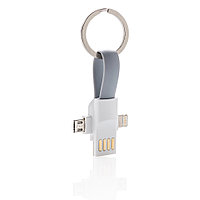 Кабель-брелок с микро-USB "P302.113", серый, белый