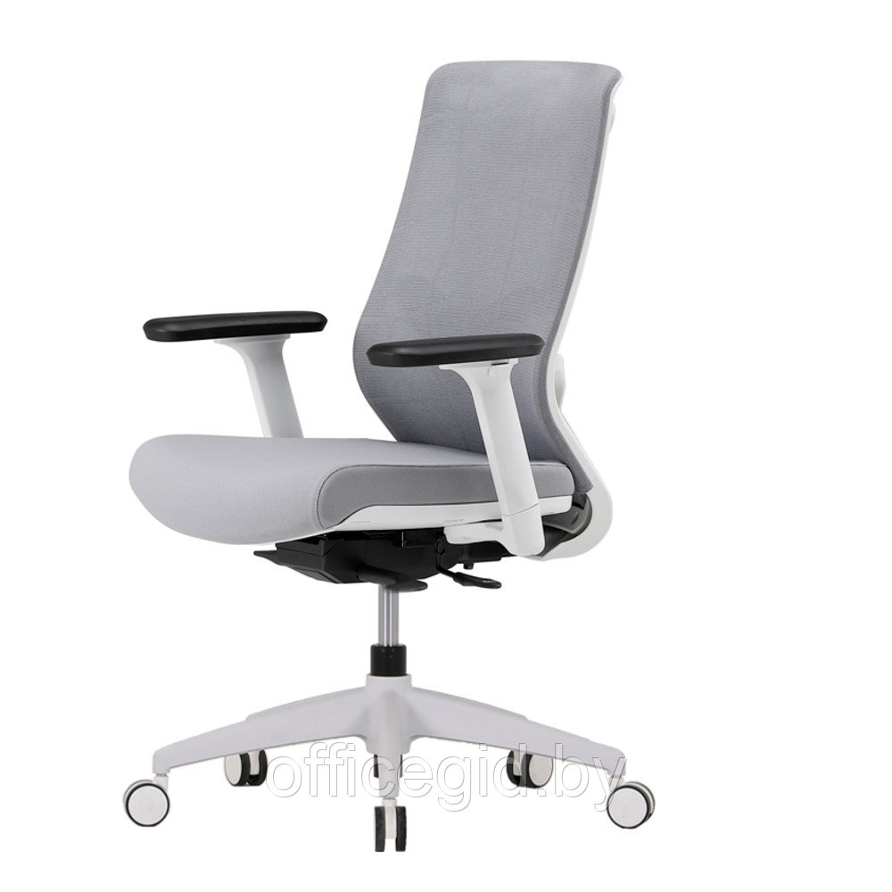 Кресло для руководителя Nature II, каркас белый, ткань серая,3D подлокотники, слайдер - фото 1 - id-p188893664