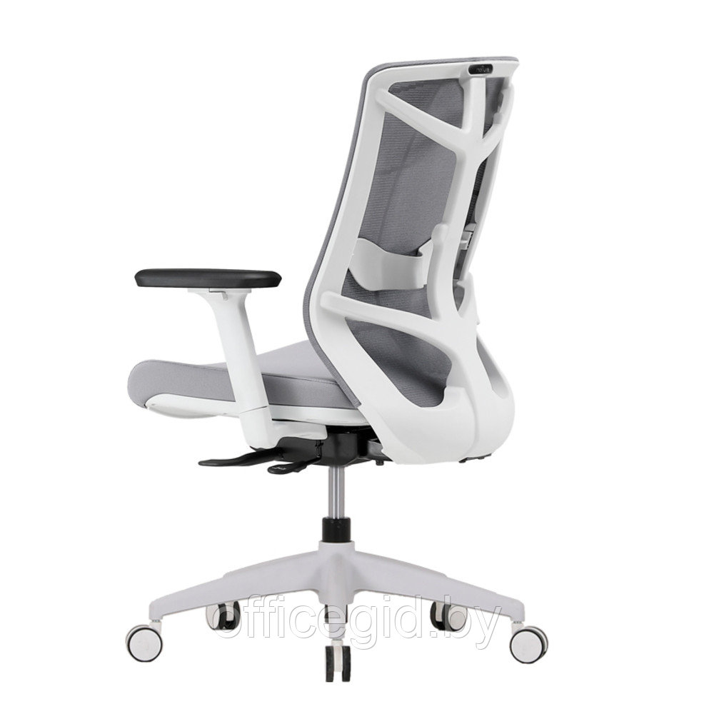 Кресло для руководителя Nature II, каркас белый, ткань серая,3D подлокотники, слайдер - фото 2 - id-p188893664