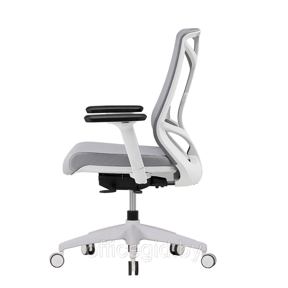 Кресло для руководителя Nature II, каркас белый, ткань серая,3D подлокотники, слайдер - фото 3 - id-p188893664